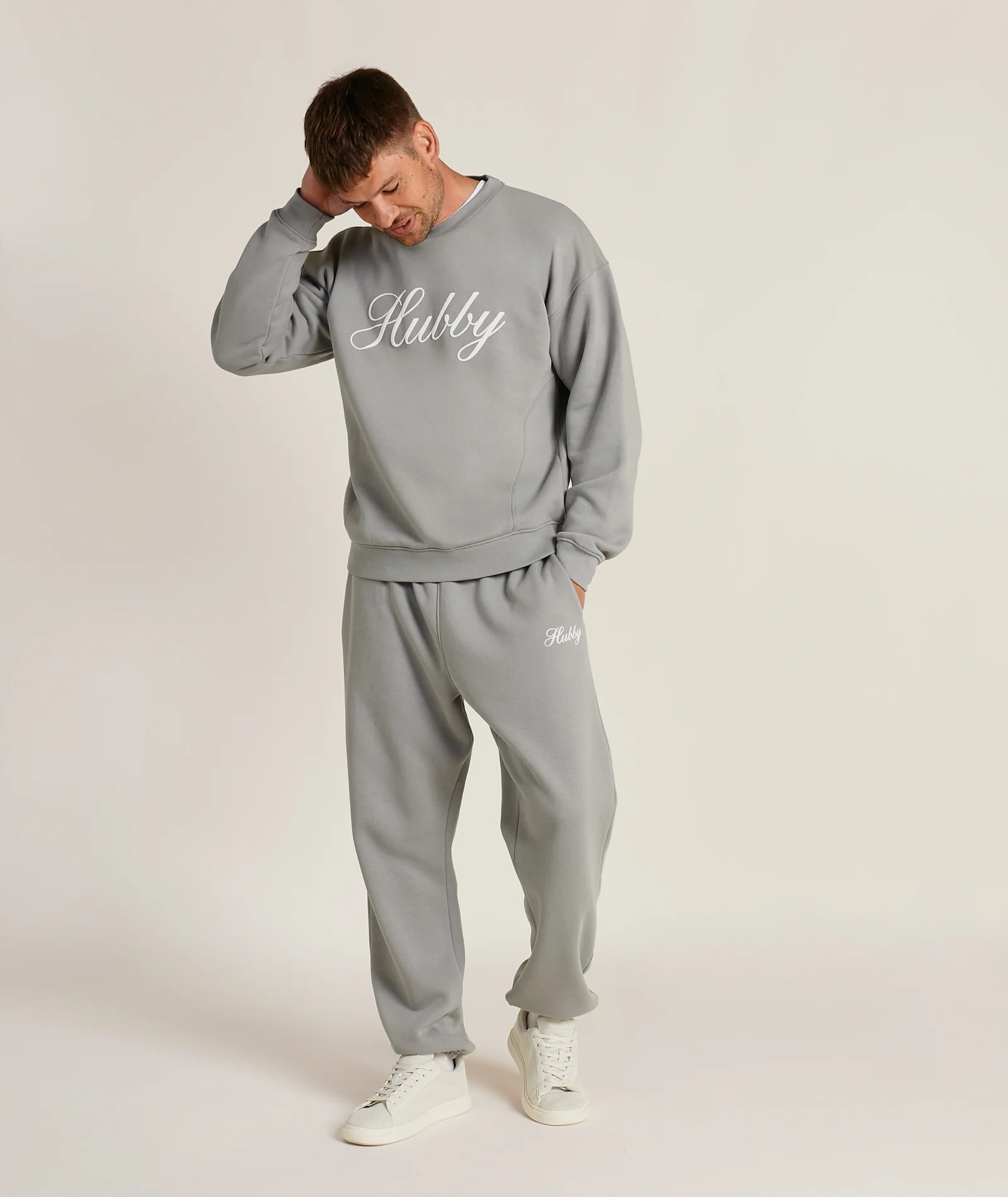 Hubby Graphic Cuffed Sweatpants - Grey - Image 6